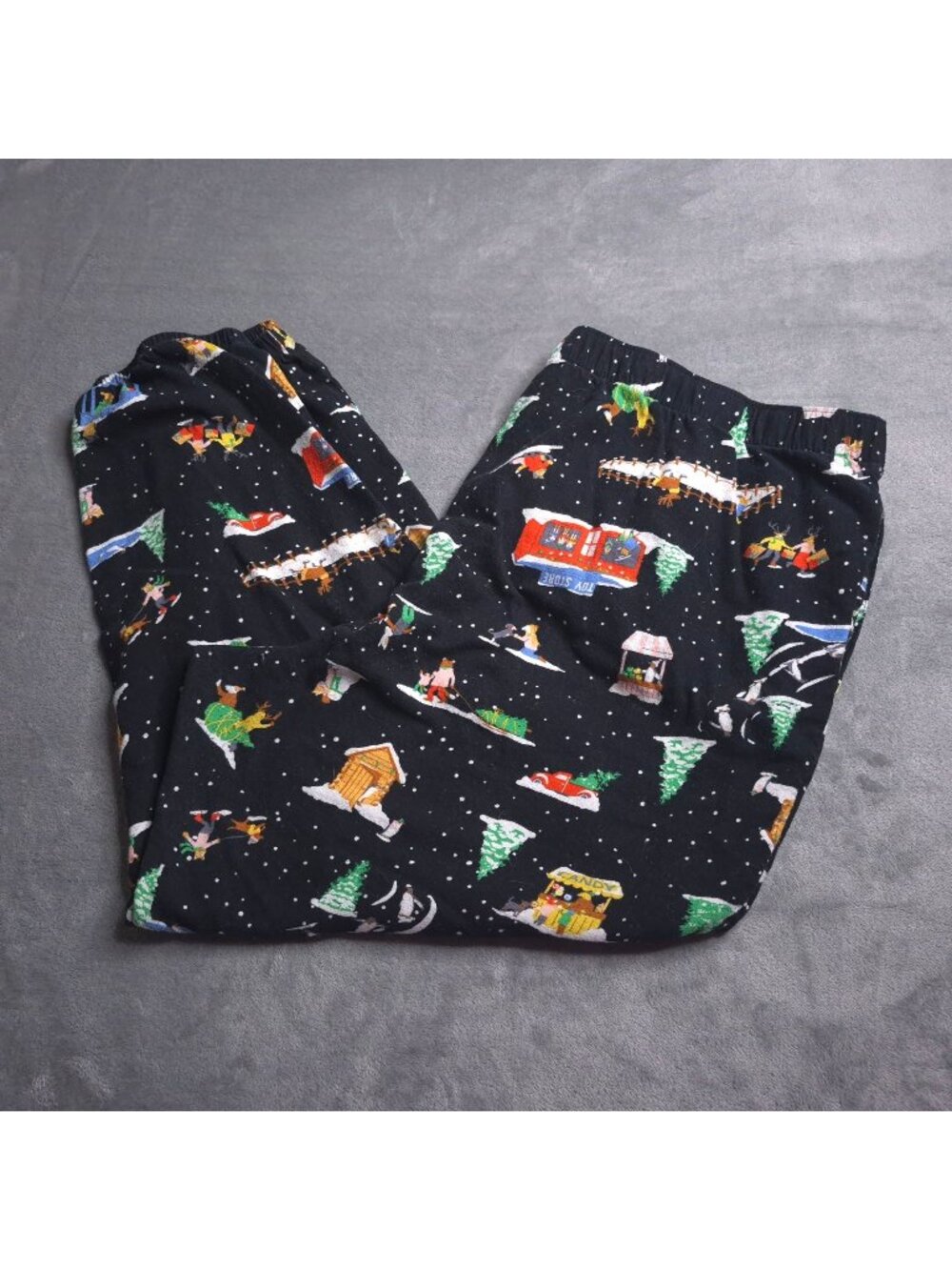 Old Navy Black Christmas-Themed Pajama Pants 2X Cozy Winter Print Pockets